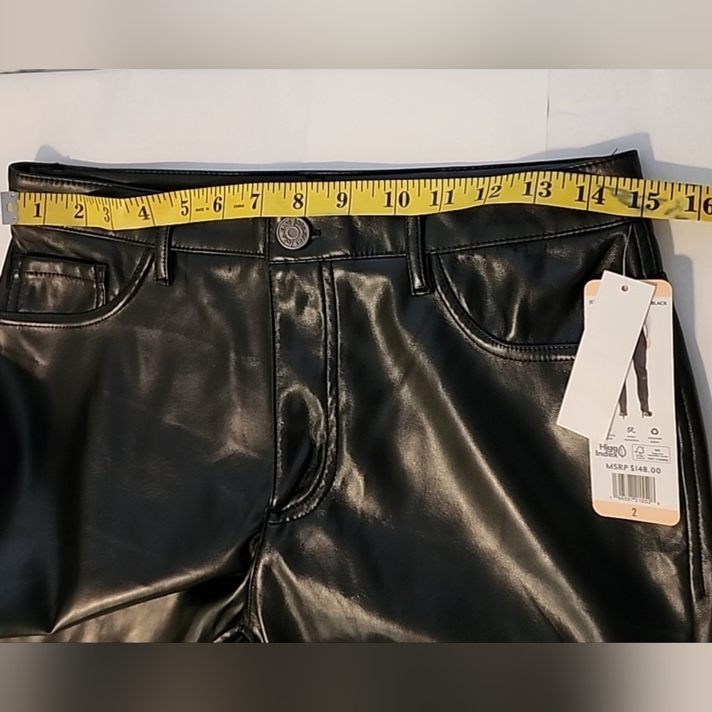 Joie Limited Edition women's faux leather straight leg pant in black, size 2, - Picture 13 of 16